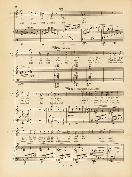 Le joueur : opéra en 4 actes et actes et 6 tableaux : op. 24 / Serge Prokofieff ; livret du compositeur tiré de la nouvelle de Dostoevsky ; version française de P. Spaak ; Deutsche Ueberstzung von Gustav v. Festenberg ; réduction pour chant et piano par l'auteur