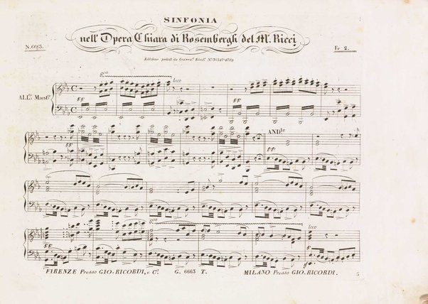 Chiara di Rosembergh : melodramma in due atti / posto in musica dal M.⁰ Luigi Ricci