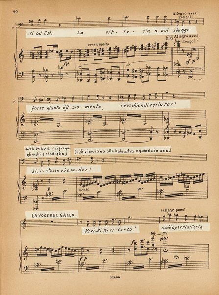 Le coq d'or : conte-fable : opéra en 3 actes / N. Rimsky-Korsakow ; paroles russes (d'après Pouchkine) de V. Bielsky ; paroles françaises de M. D. Calvocoressi