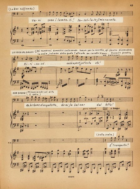 Le coq d'or : conte-fable : opéra en 3 actes / N. Rimsky-Korsakow ; paroles russes (d'après Pouchkine) de V. Bielsky ; paroles françaises de M. D. Calvocoressi