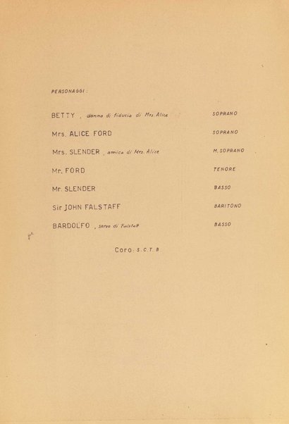 Falstaff ovvero Le tre burle : opera in 3 atti / Antonio Salieri ; libretto di Carlo Prospero De Franceschi