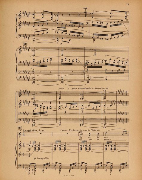 Le rossignol : conte lyrique en trois actes de I. Strawinsky et S. Mitousoff, d'après Andersen / Igor Strawinsky ; traduction francais de M. D. Calvocoressi ; réduction pour chant et piano par l'auteur