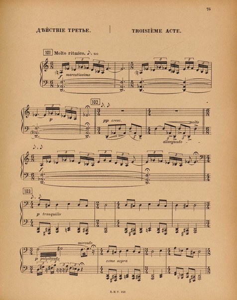 Le rossignol : conte lyrique en trois actes de I. Strawinsky et S. Mitousoff, d'après Andersen / Igor Strawinsky ; traduction francais de M. D. Calvocoressi ; réduction pour chant et piano par l'auteur