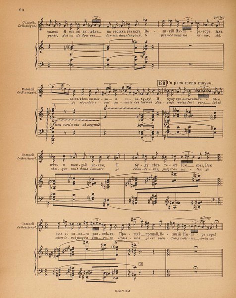 Le rossignol : conte lyrique en trois actes de I. Strawinsky et S. Mitousoff, d'après Andersen / Igor Strawinsky ; traduction francais de M. D. Calvocoressi ; réduction pour chant et piano par l'auteur