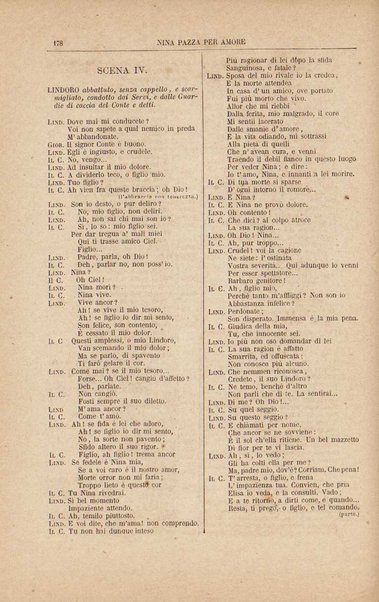 Nina pazza per amore : commedia per musica in due atti / traduzione di Lorenzi ; posta in musica da Giovanni Paisiello