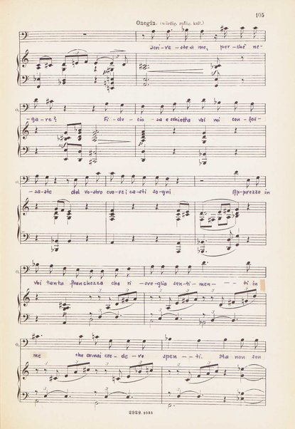 Eugen Onegin : lirische Szenen in drei Aufzügen / Text nach Puschkin ; Deutsch von A. Bernhard ; Musik von P. Tschaikowsky ; Klavierauszug vom Komponisten