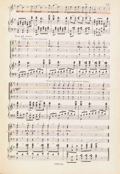 Eugen Onegin : lirische Szenen in drei Aufzügen / Text nach Puschkin ; Deutsch von A. Bernhard ; Musik von P. Tschaikowsky ; Klavierauszug vom Komponisten