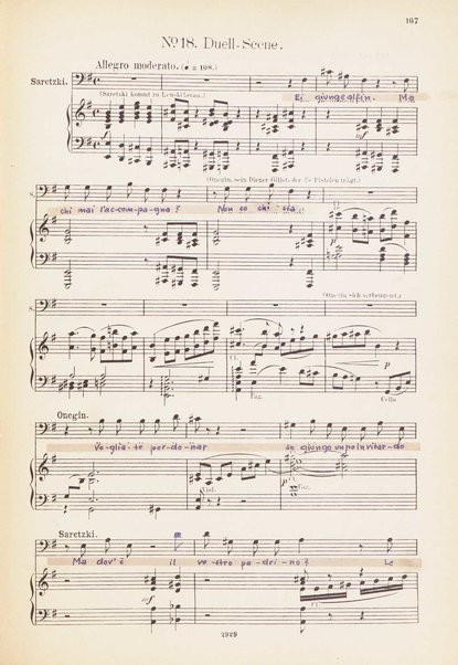 Eugen Onegin : lirische Szenen in drei Aufzügen / Text nach Puschkin ; Deutsch von A. Bernhard ; Musik von P. Tschaikowsky ; Klavierauszug vom Komponisten