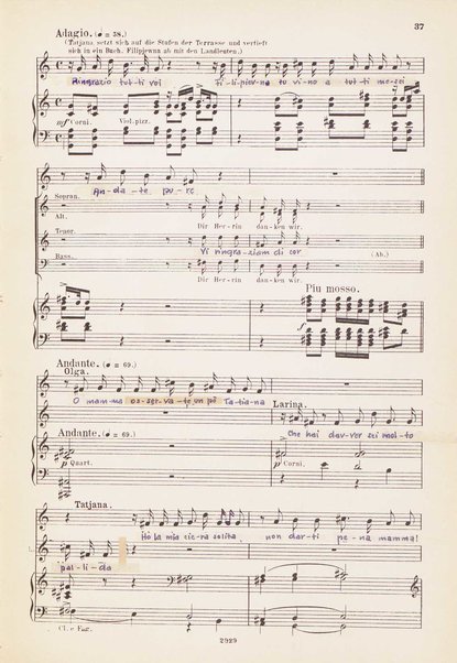 Eugen Onegin : lirische Szenen in drei Aufzügen / Text nach Puschkin ; Deutsch von A. Bernhard ; Musik von P. Tschaikowsky ; Klavierauszug vom Komponisten