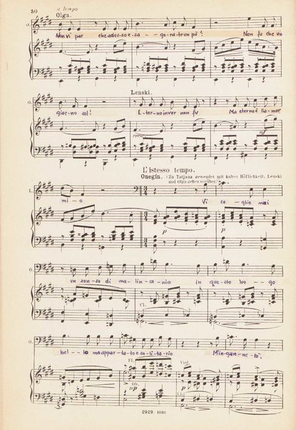 Eugen Onegin : lirische Szenen in drei Aufzügen / Text nach Puschkin ; Deutsch von A. Bernhard ; Musik von P. Tschaikowsky ; Klavierauszug vom Komponisten