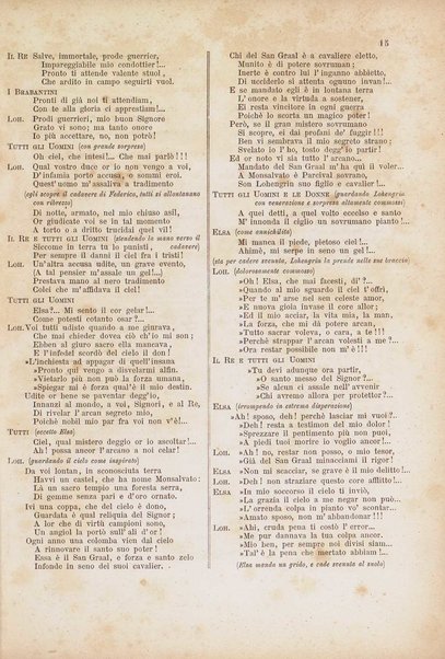 Lohengrin : grande opera romantica in tre atti / parole e musica di R. Wagner ; traduzione italiana dal testo originale tedesco di Salvatore De C. Marchesi