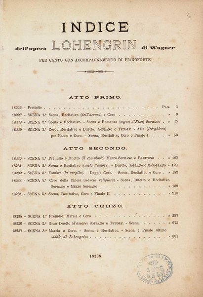 Lohengrin : grande opera romantica in tre atti / parole e musica di R. Wagner ; traduzione italiana dal testo originale tedesco di Salvatore De C. Marchesi