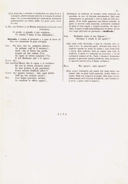 Lohengrin : grande opera romantica in tre atti / parole e musica di R. Wagner ; traduzione italiana dal testo originale tedesco di Salvatore De C. Marchesi