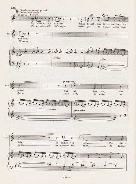 Troilus and Cressida : opera in three acts / libretto by Christopher Hassall ; german translation by Ernst Roth ; music by William Walton