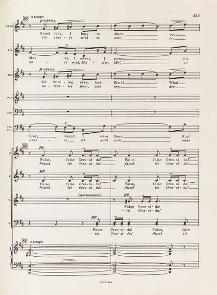 Troilus and Cressida : opera in three acts / libretto by Christopher Hassall ; german translation by Ernst Roth ; music by William Walton