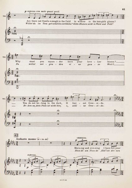 Troilus and Cressida : opera in three acts / libretto by Christopher Hassall ; german translation by Ernst Roth ; music by William Walton