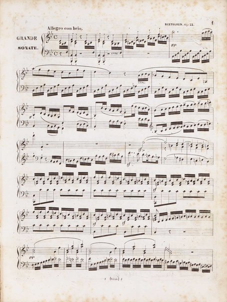 Sonata in si bemolle maggiore per pianoforte solo : op. 22 / composta da L. van Beethoven