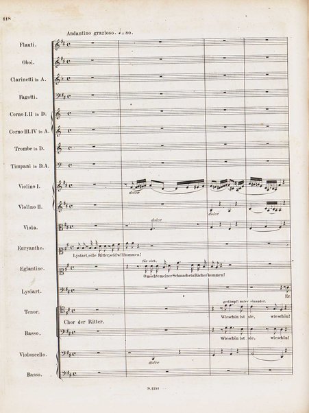 Euryanthe : grosse romantische Oper in drei Aufzügen / Dichtung von Helmine von Chezy ; geb: Freyinn von Klencke ; in Musik gesetzt von Carl Maria von Weber