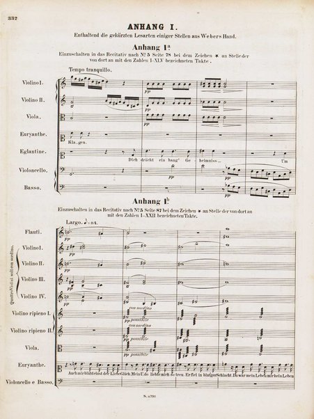 Euryanthe : grosse romantische Oper in drei Aufzügen / Dichtung von Helmine von Chezy ; geb: Freyinn von Klencke ; in Musik gesetzt von Carl Maria von Weber