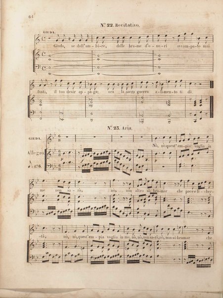 Gli oppressi liberati o sia Giuda Maccabeo : oratorio sacro / posta [!] in musica nell'anno 1746 da G. F. Handel ; tradotto in versi italiani e ridotto per il piano-forte dal B. L. C