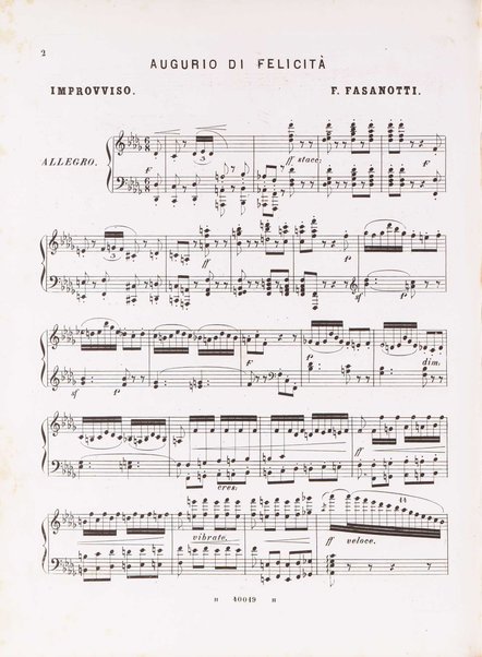 Augurio di felicità : improvviso per pianoforte / di Filippo Fasanotti