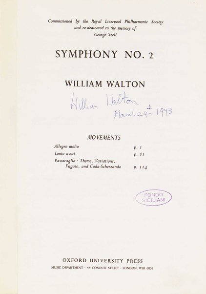 Symphony no. 2 / William Walton