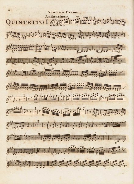 Sei quintetti per due violini, alto, et due violoncelli, concertanti. Violino primo