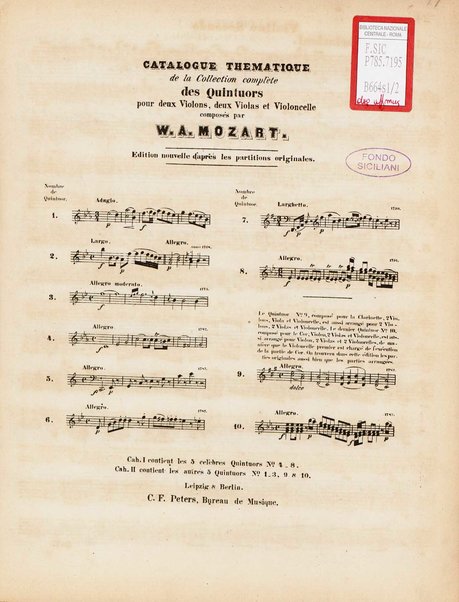 Contient les outres 5 quintours no. 1-3, 9 & 10. 2 Violino secondo