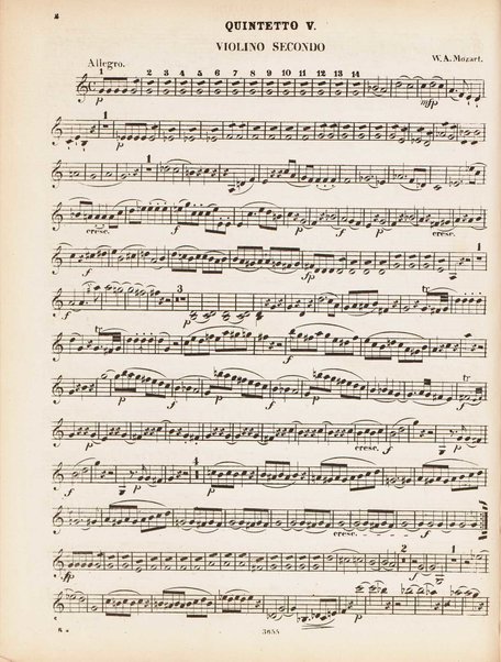Contient les 5 celèbres quintours no. 4-8. 1 Violino secondo