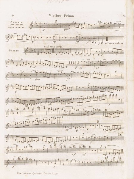 A quintett, for two violins, two tenors & violoncello. 2 Violino primo