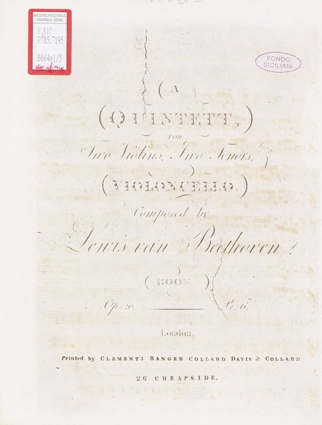 A quintett, for two violins, two tenors & violoncello. 2 Violino secondo