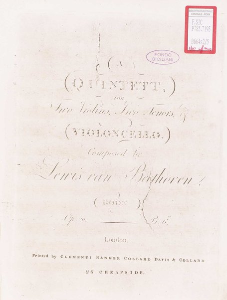 A quintett, for two violins, two tenors & violoncello. 2 Viola seconda