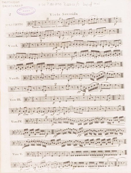 A quintett, for two violins, two tenors & violoncello. 2 Viola seconda