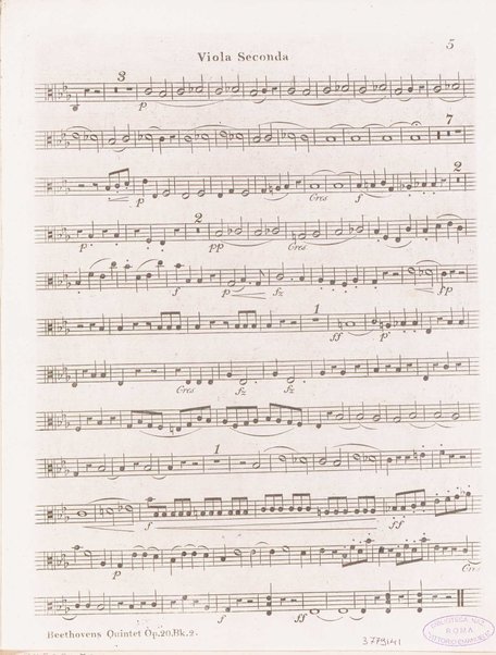 A quintett, for two violins, two tenors & violoncello. 2 Viola seconda
