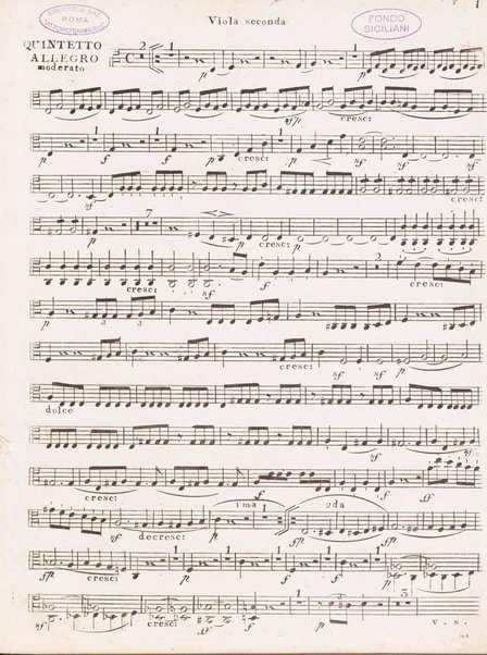 Quintetto pour 2 violons, 2 altos et violoncelle. Viola seconda