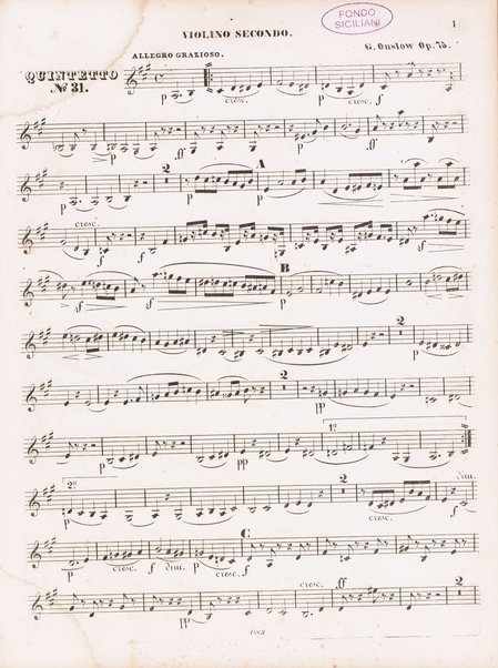 31. quintetto pour deux violons, alto & deux violoncelles. Violino secondo