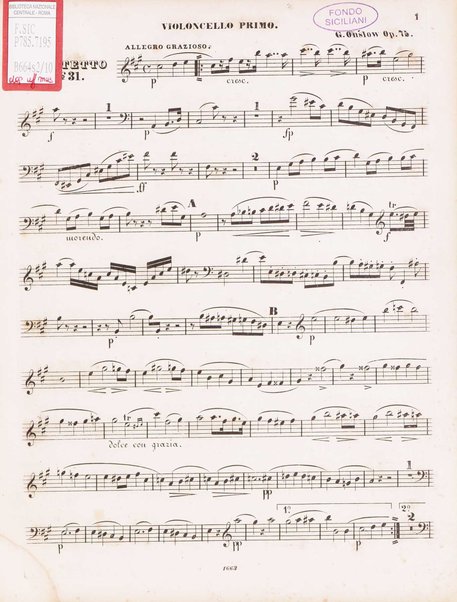 31. quintetto pour deux violons, alto & deux violoncelles. Violoncello primo