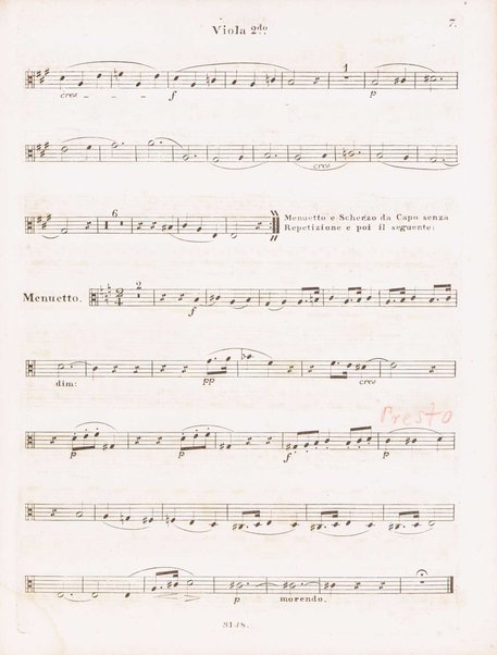 Quatrième quintetto pour deux violons, deux altos et violoncelle. Viola 2.