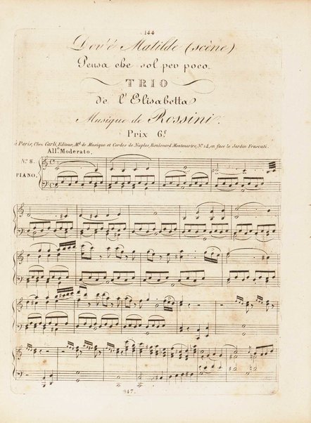 Partition de l'Elisabeth, reine d'Angleterre / musique de Rossini