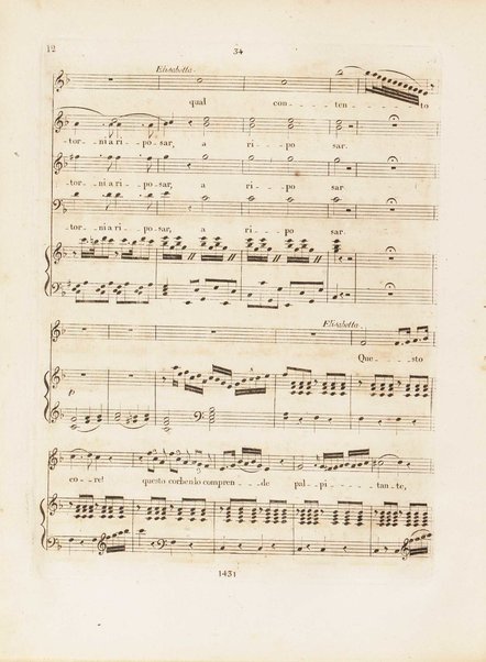 Partition de l'Elisabeth, reine d'Angleterre / musique de Rossini