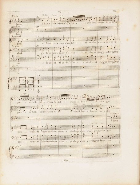 Partition di Mosè in Egitto : oratorio in tre atti / musica di Rossini ; ridotto per il piano forte