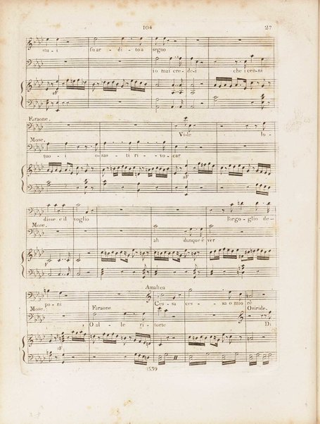 Partition di Mosè in Egitto : oratorio in tre atti / musica di Rossini ; ridotto per il piano forte
