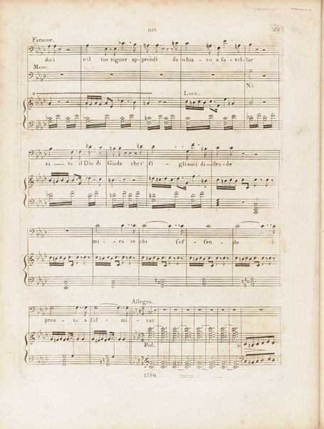 Partition di Mosè in Egitto : oratorio in tre atti / musica di Rossini ; ridotto per il piano forte