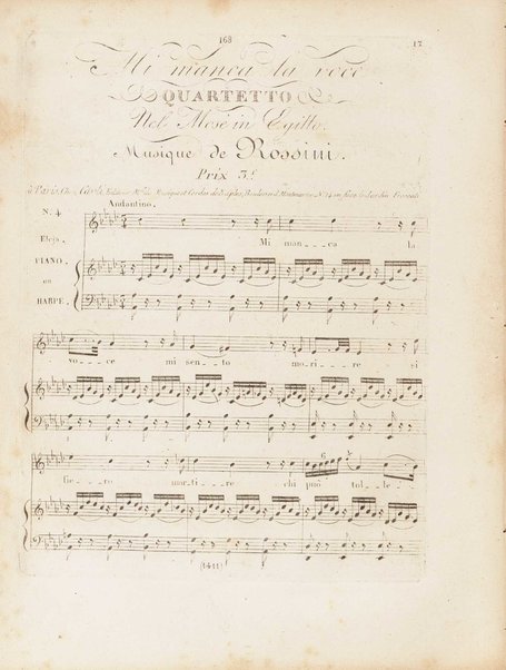 Partition di Mosè in Egitto : oratorio in tre atti / musica di Rossini ; ridotto per il piano forte