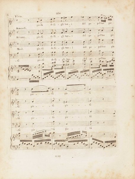 Partition di Mosè in Egitto : oratorio in tre atti / musica di Rossini ; ridotto per il piano forte