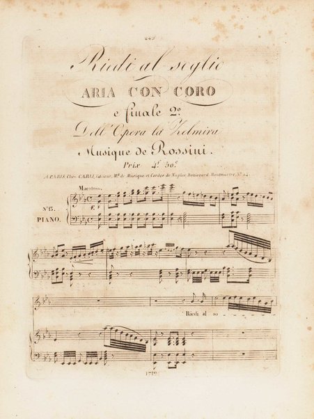 Partizione della Zelmira : opera seria in due atti / musica di G. Rossini