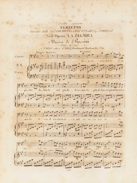 Partizione della Zelmira : opera seria in due atti / musica di G. Rossini