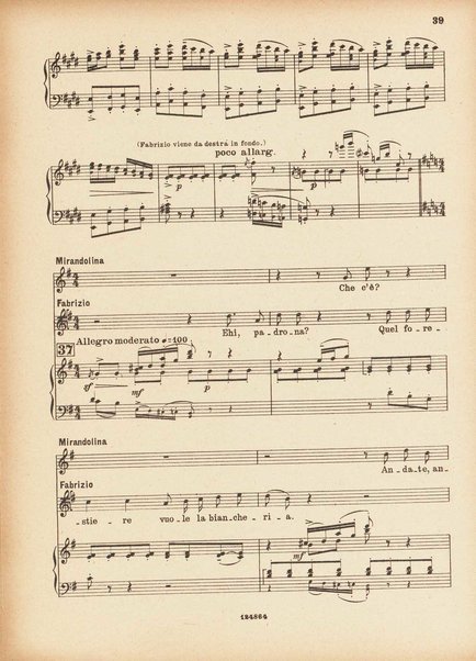 La locandiera : commedia lirica in tre atti e cinque quadri / di Mario Ghisalberti ; (dalla Commedia omonima di Carlo Goldoni) ; \musica di! Mario Persico ; riduzione dell'autore per canto e pianoforte