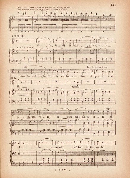 Lucrezia Borgia : opera completa per canto e pianoforte / G. Donizetti ; melodramma in un prologo e due atti \di Felice Romani!