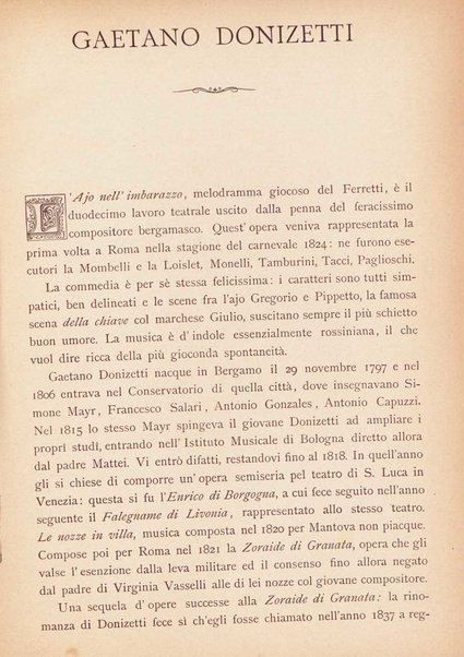 L'ajo nell'imbarazzo : opera completa per canto e pianoforte / Gaetano Donizetti ; melodramma giocoso in due atti \di Jacopo Ferretti!